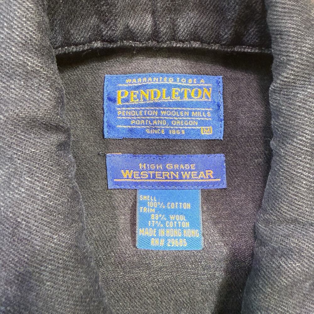 Vintage Pendleton Denim Western Vest Medium Black Southwestern Blanket Western - Picture 7 of 9